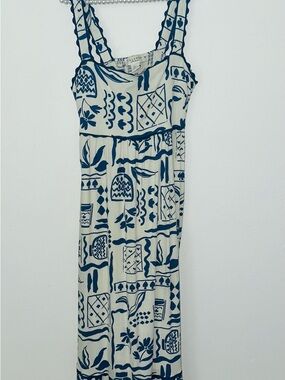 Calypso St. Barth Navy and Cream Printed Strap Maxi Dress